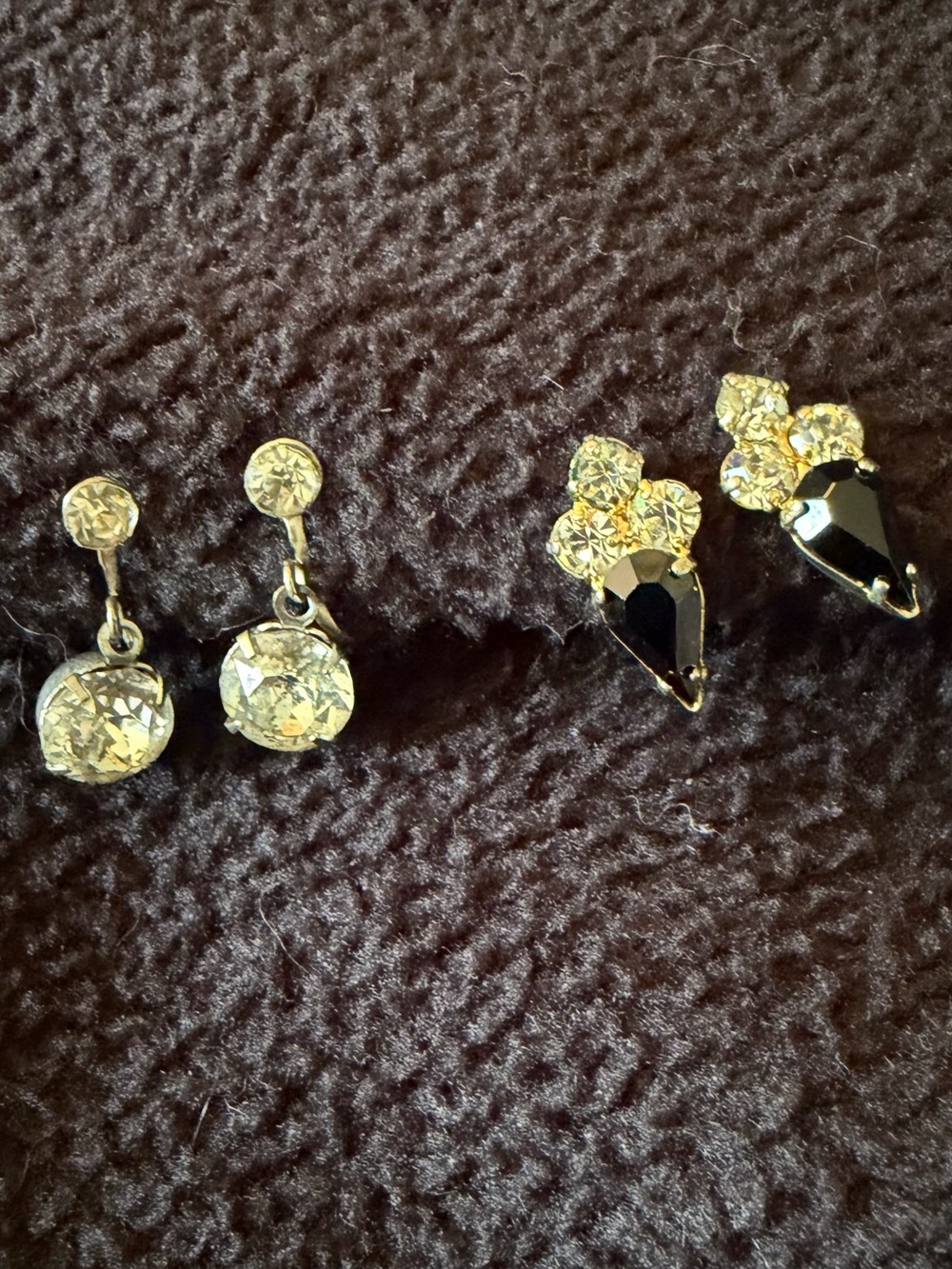 Vintage Sparkly Screw back Earrings, Set of 2